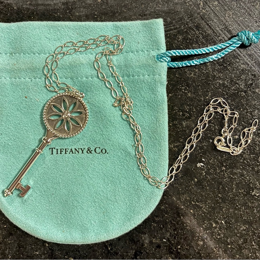 Retired Tiffany & Co. Silver Key Necklace